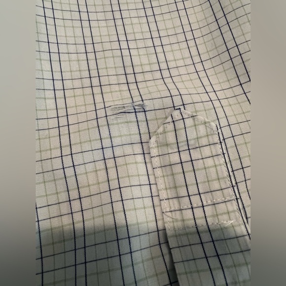 Brooks Brothers Shirt Men’s 14.5 White Windowpane Blue Green Gray Long Sleeve - Picture 7 of 11
